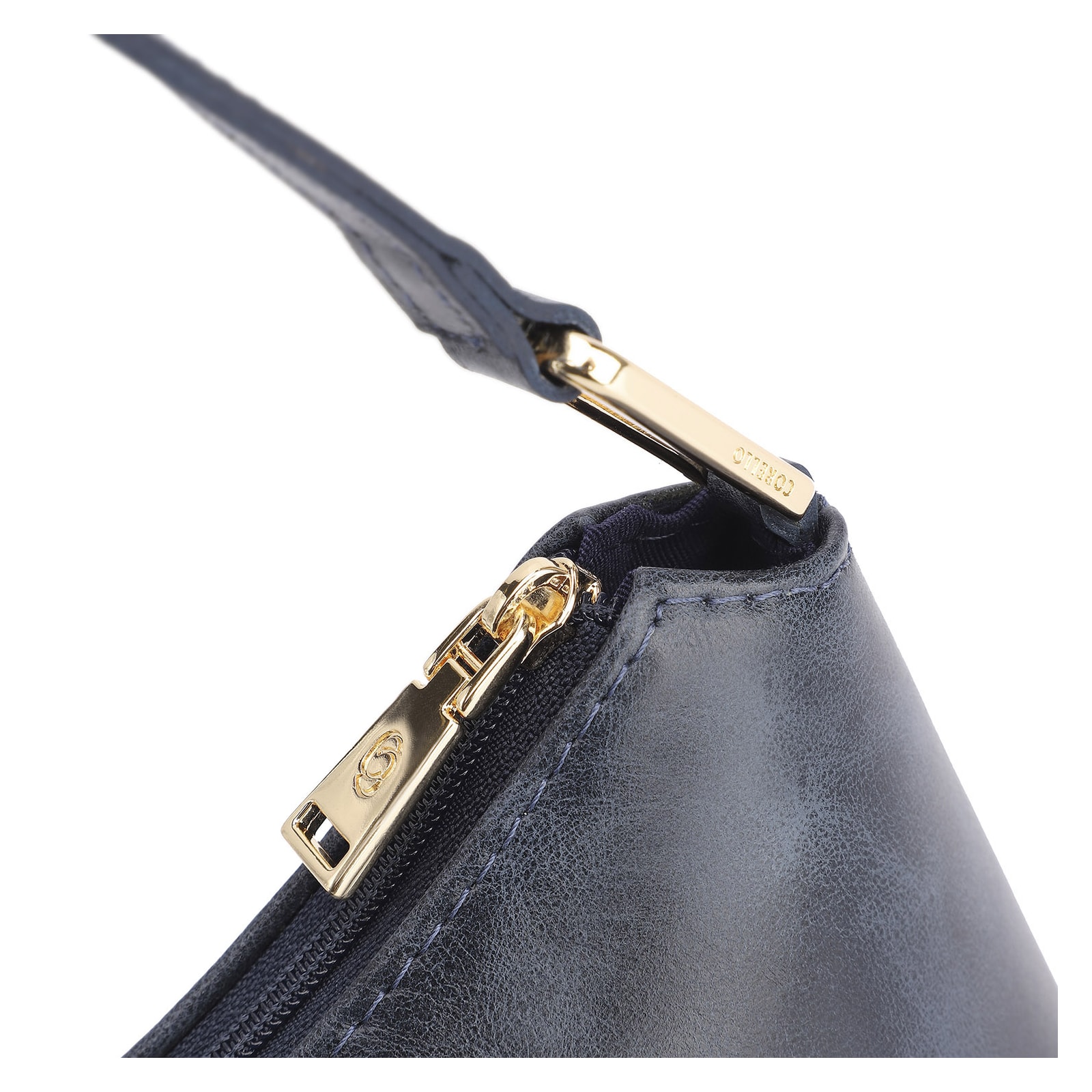 Bolsa De Ombro Couro Estonado Azul
