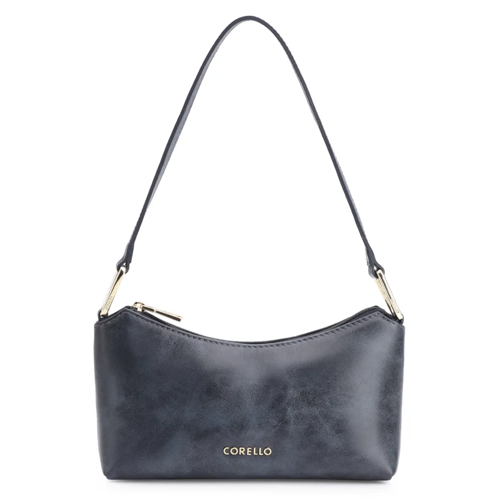 Bolsa De Ombro Couro Estonado Azul
