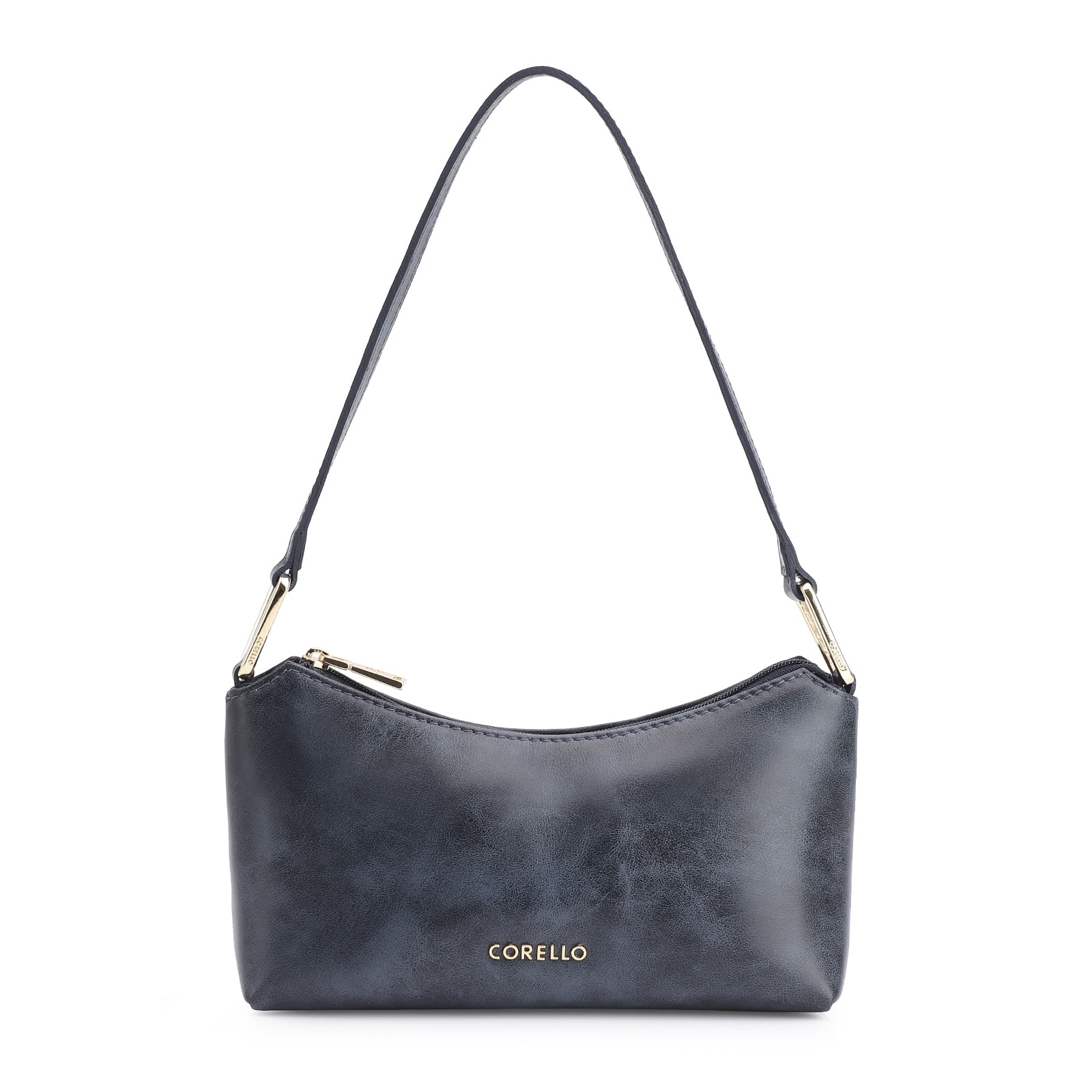 Bolsa De Ombro Couro Estonado Azul