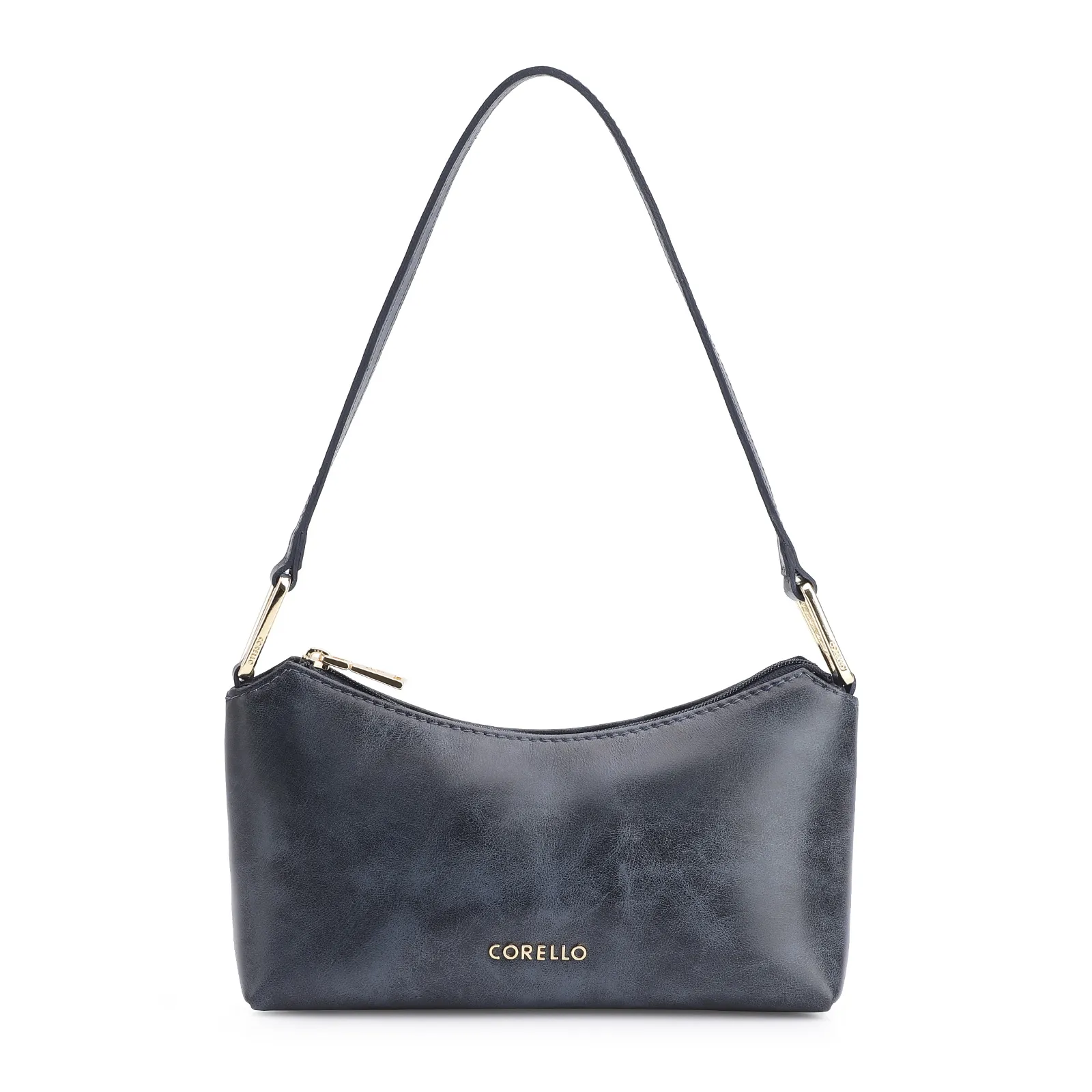 Bolsa De Ombro Couro Estonado Azul