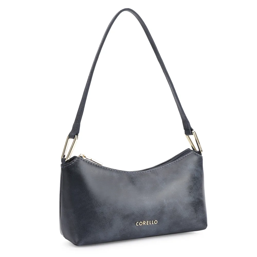 Bolsa De Ombro Couro Estonado Azul - imagem 2
