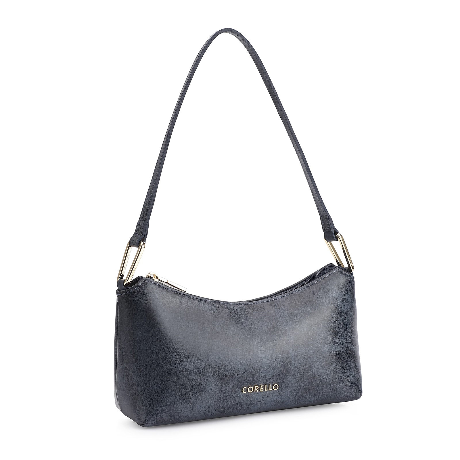 Bolsa De Ombro Couro Estonado Azul
