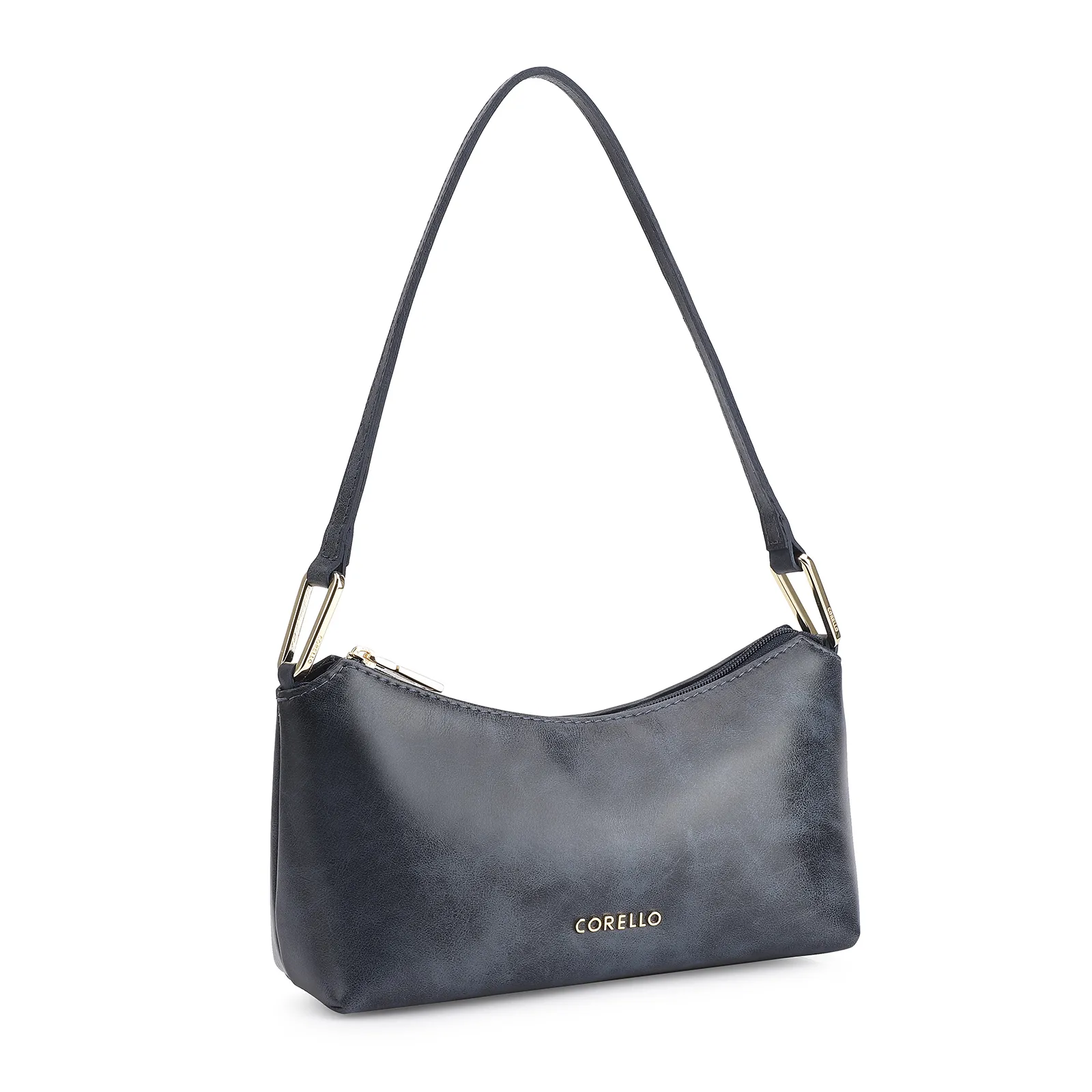 Bolsa De Ombro Couro Estonado Azul