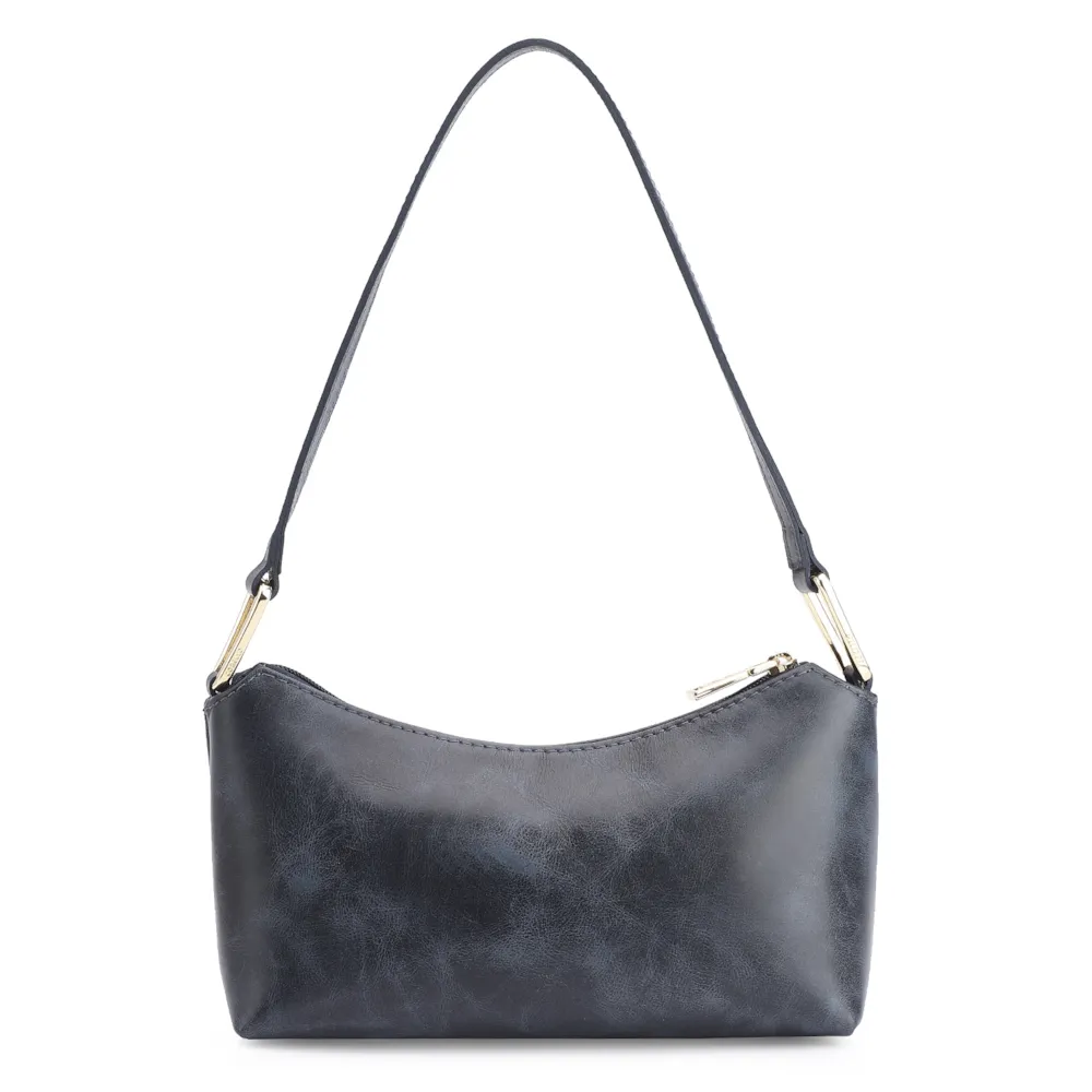 Bolsa De Ombro Couro Estonado Azul - imagem 3