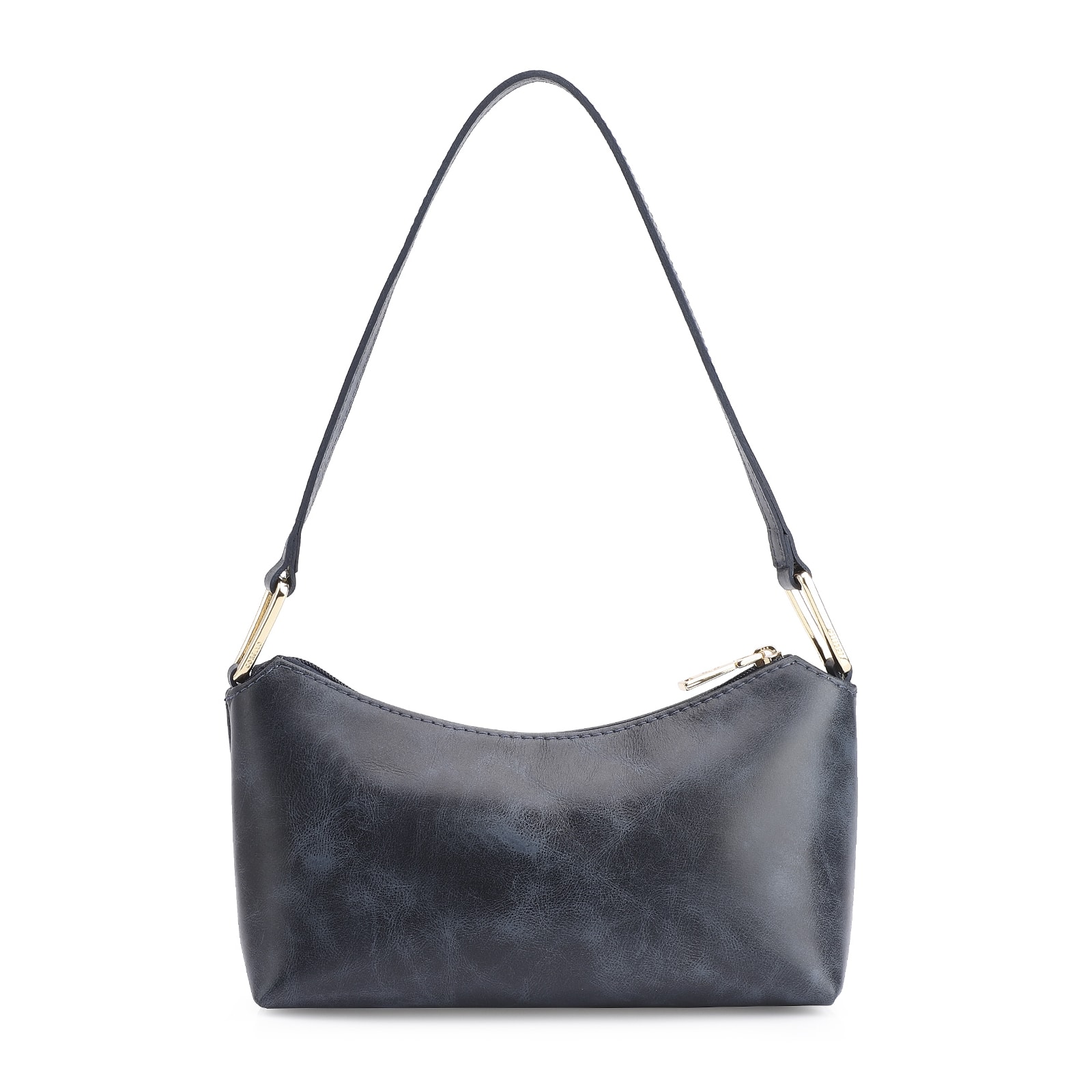 Bolsa De Ombro Couro Estonado Azul