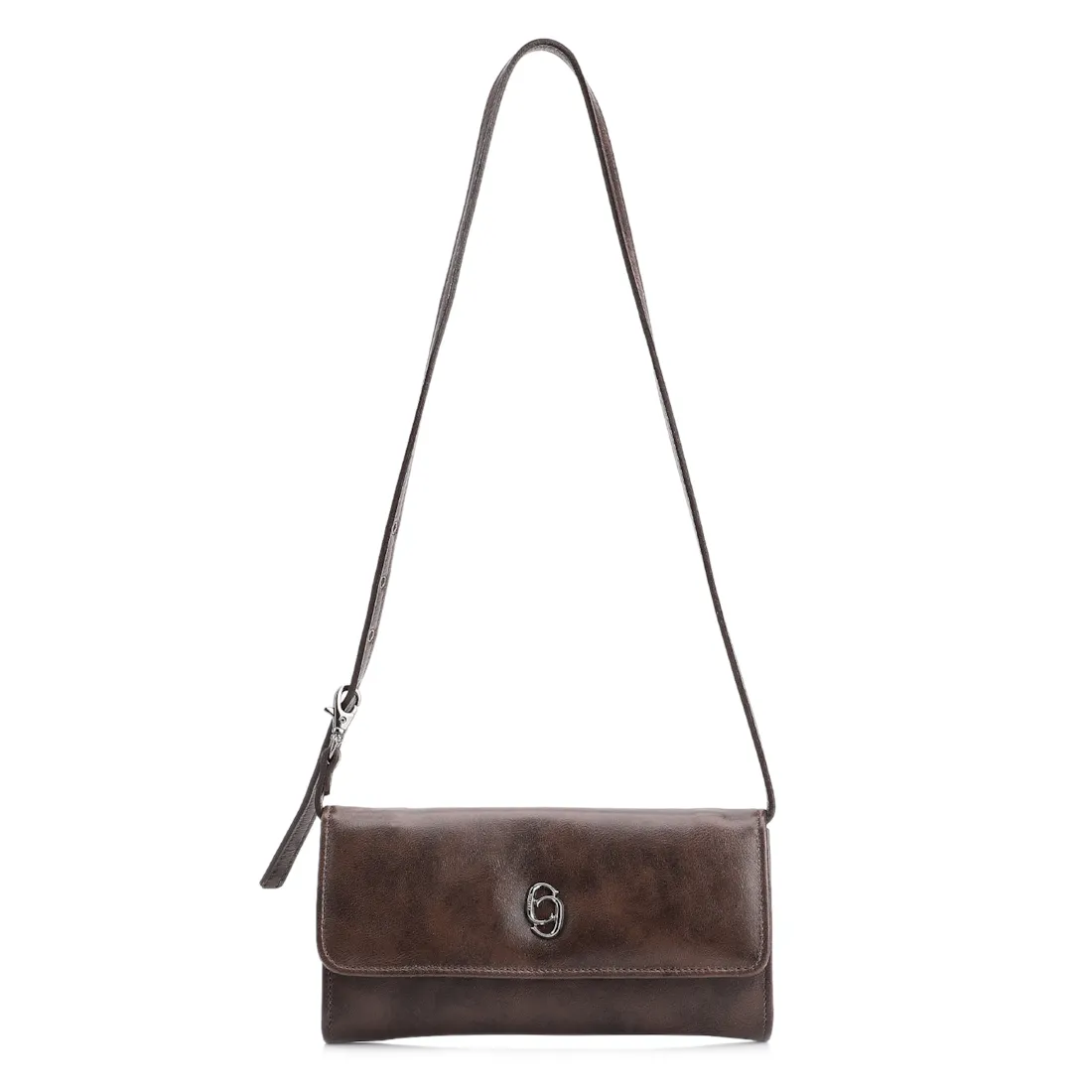 Bolsa De Ombro Couro Estonado Marrom
