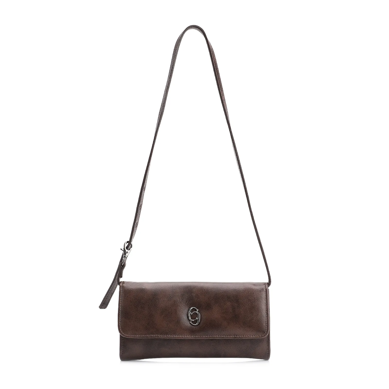 Bolsa De Ombro Couro Estonado Marrom