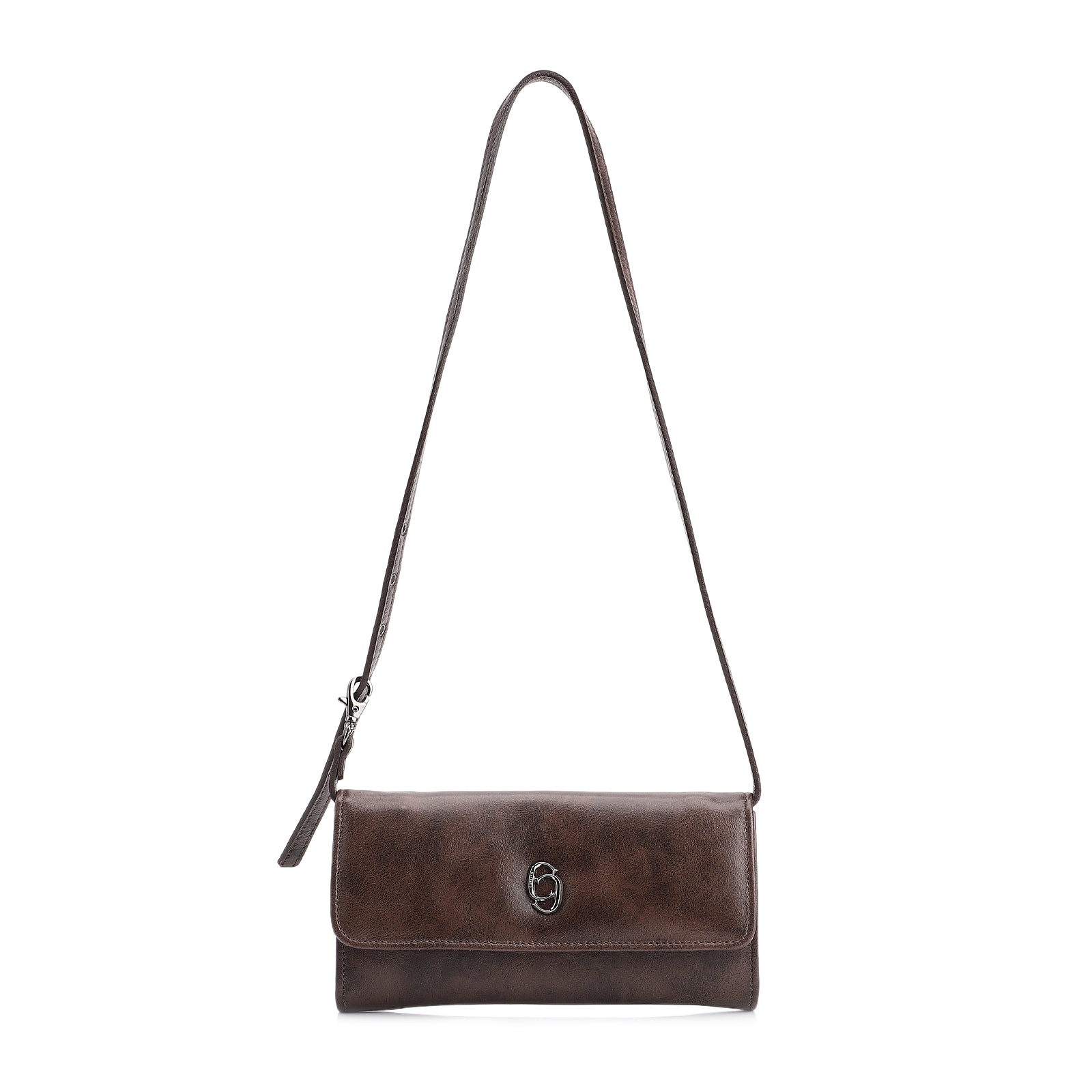 Bolsa De Ombro Couro Estonado Marrom