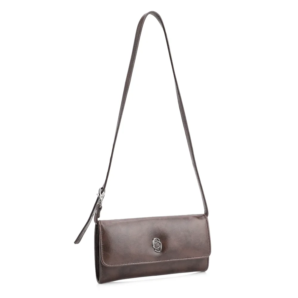Bolsa De Ombro Couro Estonado Marrom - imagem 3