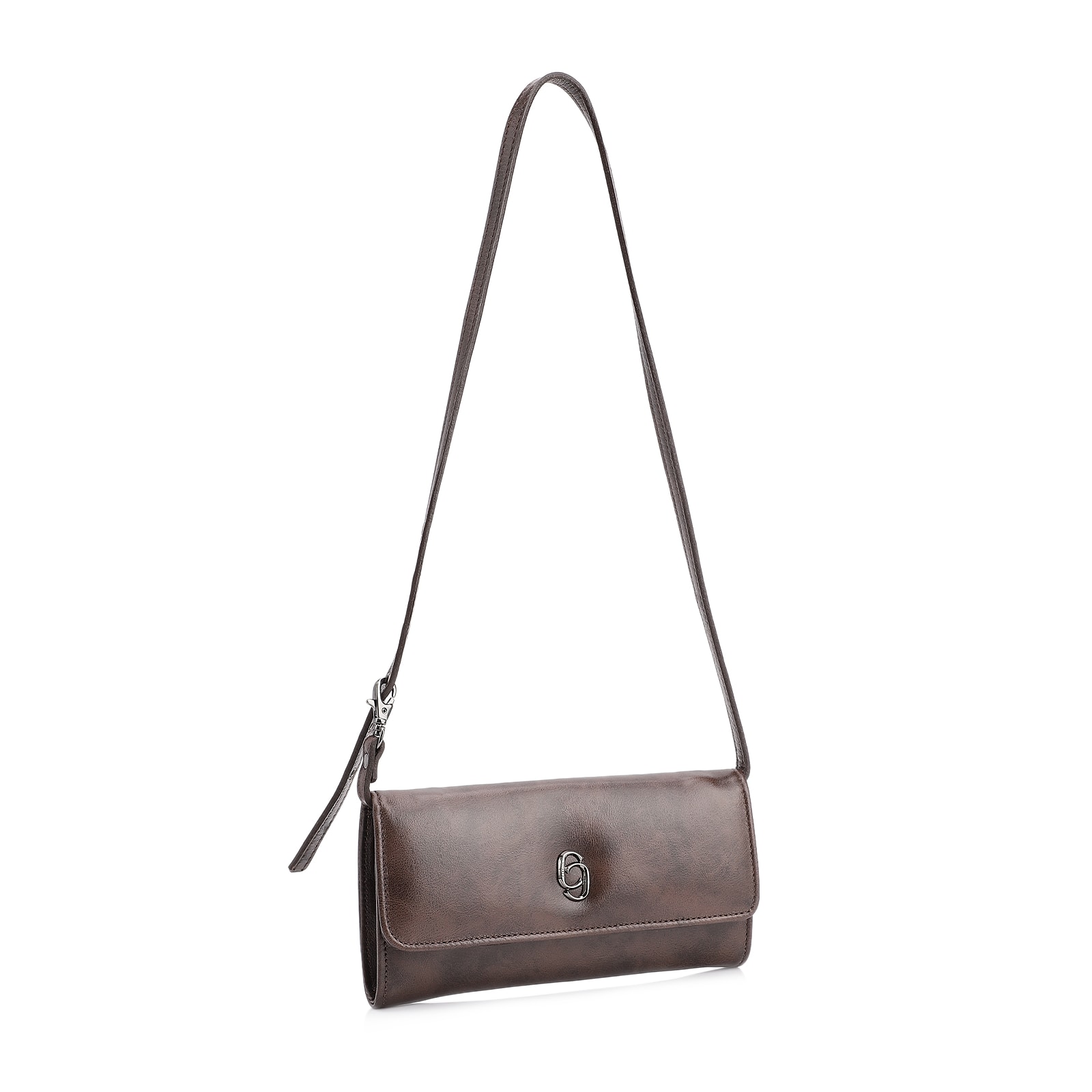 Bolsa De Ombro Couro Estonado Marrom