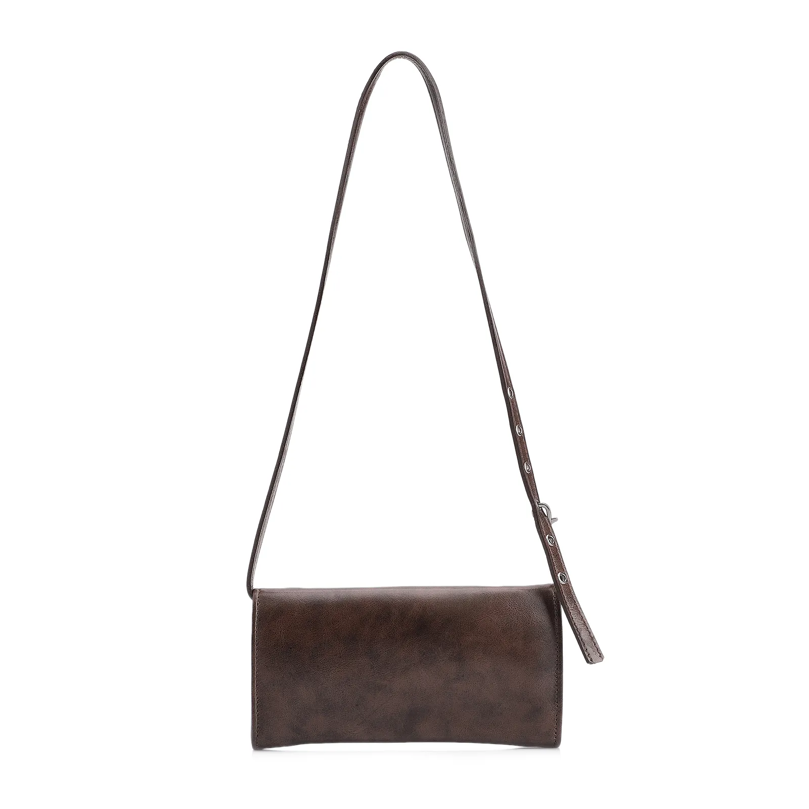 Bolsa De Ombro Couro Estonado Marrom