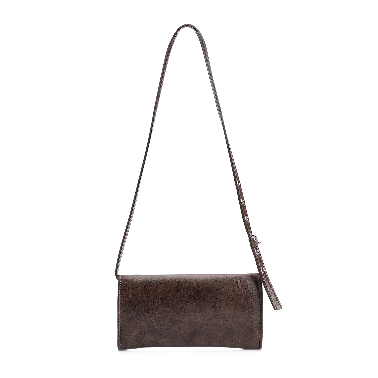 Bolsa De Ombro Couro Estonado Marrom