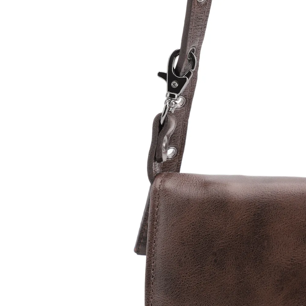 Bolsa De Ombro Couro Estonado Marrom - imagem 6