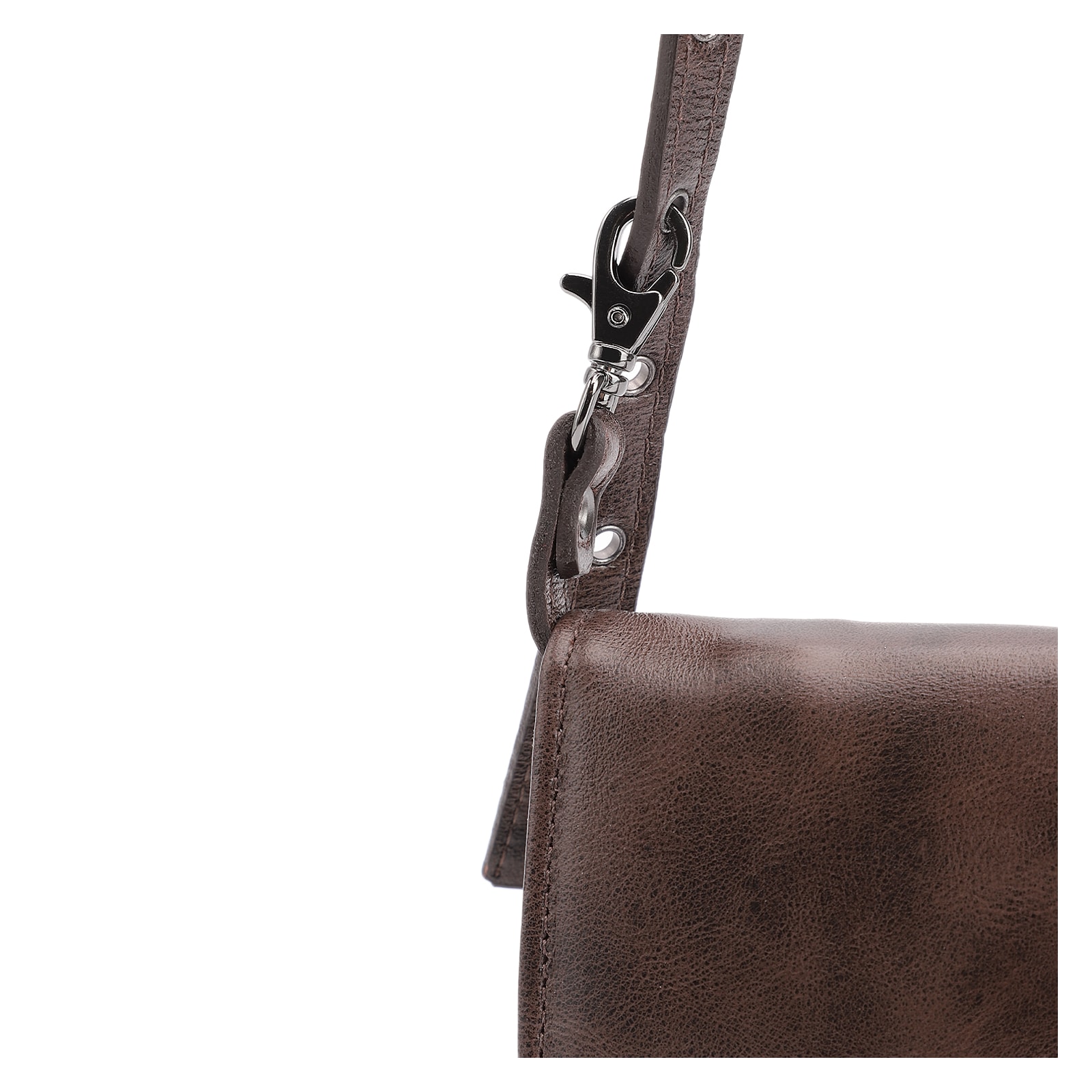 Bolsa De Ombro Couro Estonado Marrom
