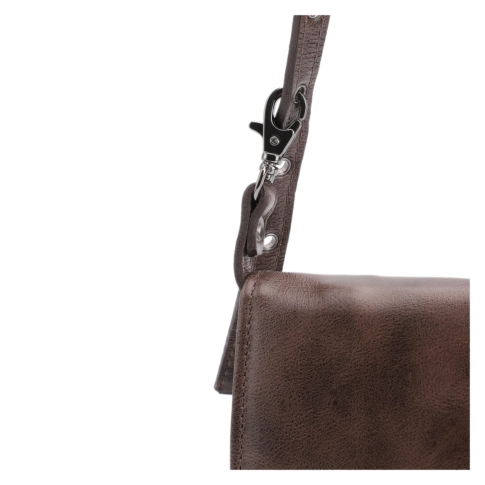 Bolsa De Ombro Couro Estonado Marrom