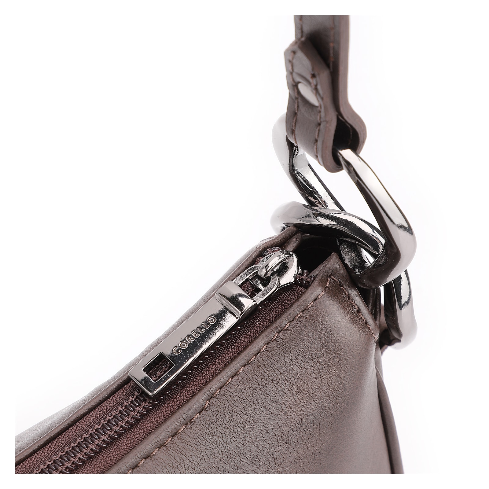 Bolsa De Ombro Couro Estonado Marrom Escuro