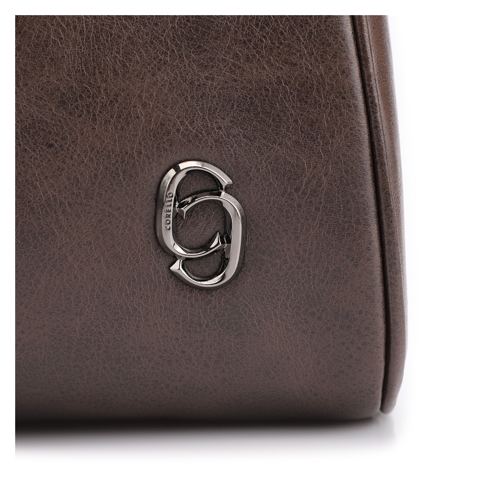 Bolsa De Ombro Couro Estonado Marrom Escuro