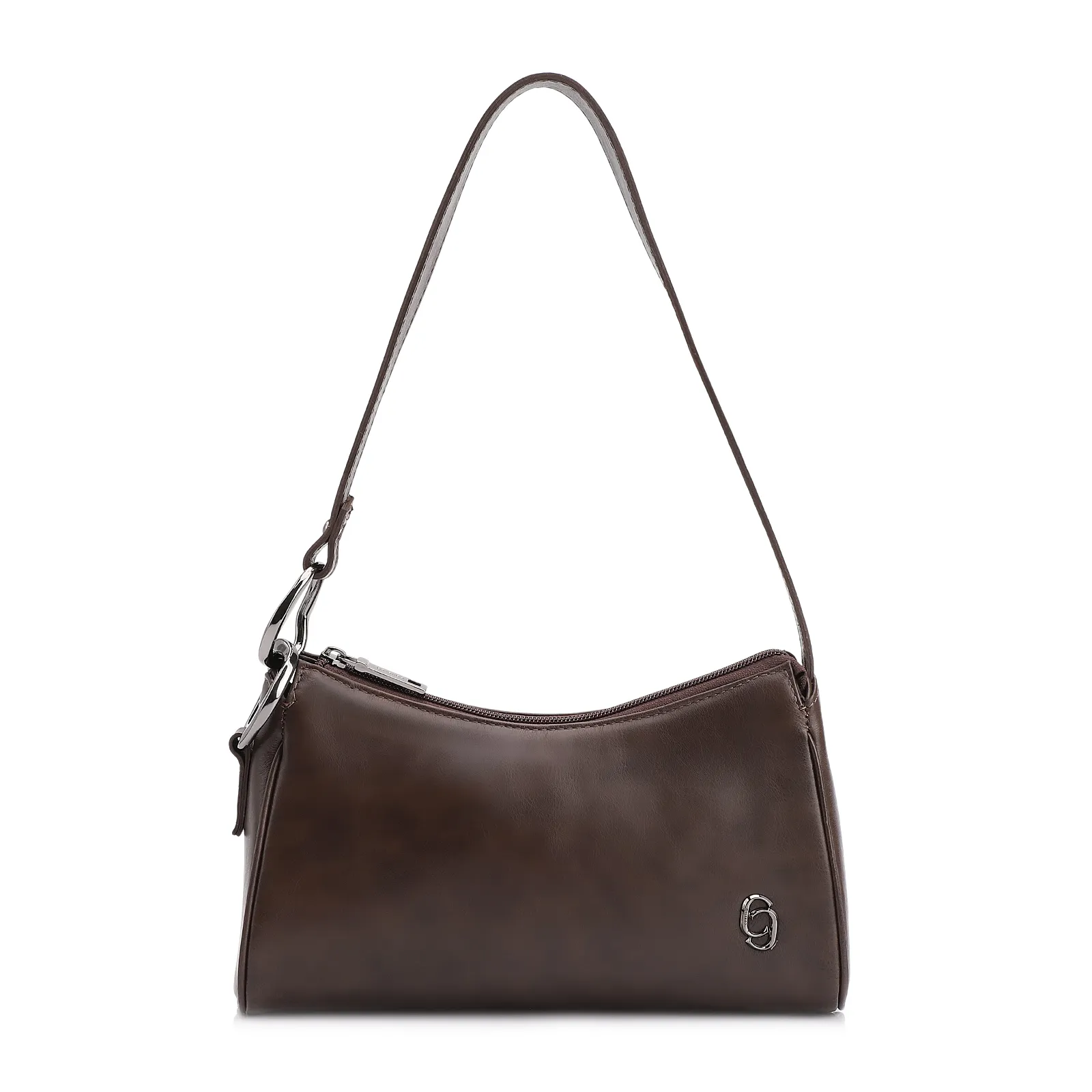 Bolsa De Ombro Couro Estonado Marrom Escuro