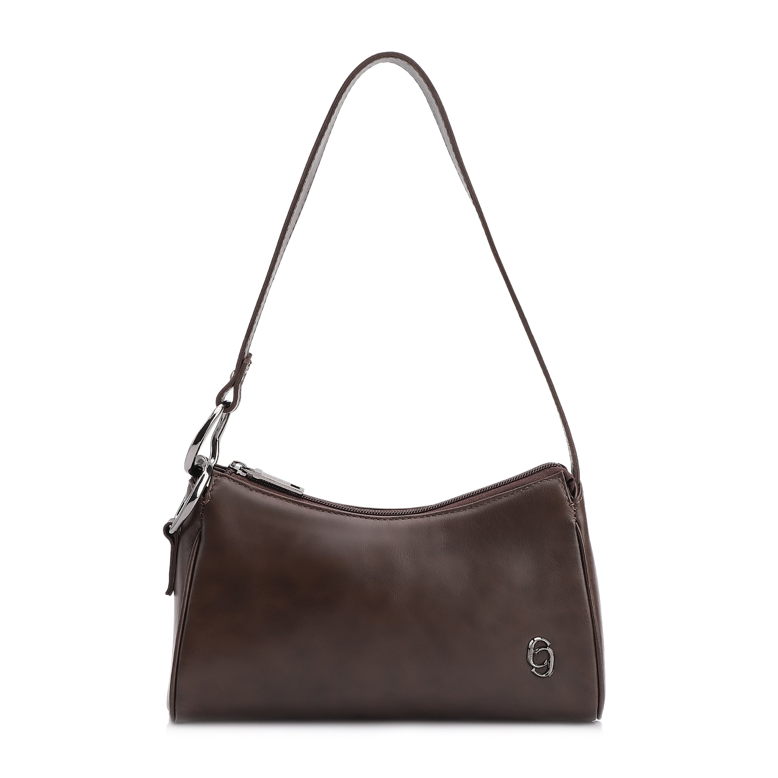 Bolsa De Ombro Couro Estonado Marrom Escuro