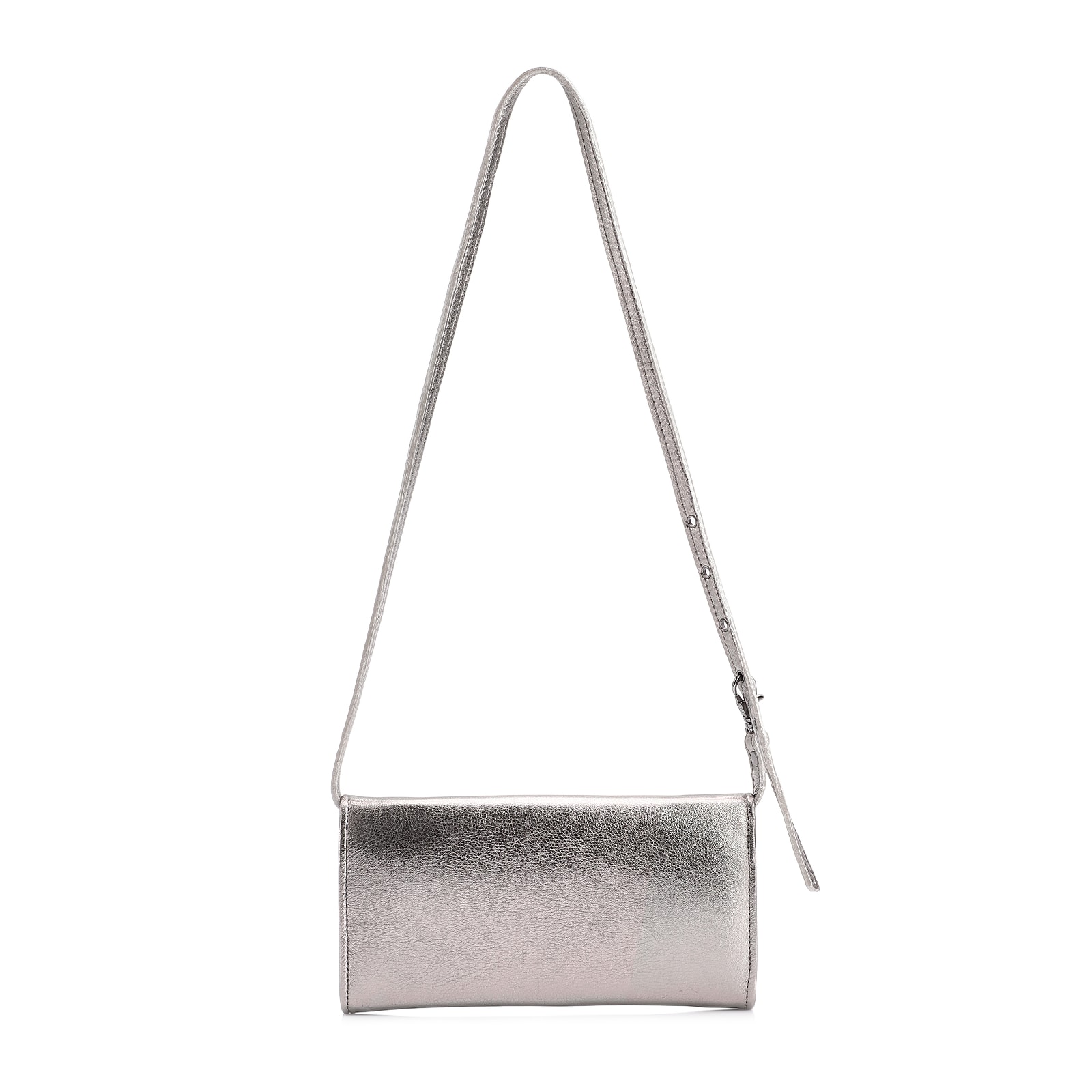 Bolsa De Ombro Couro Estonado Prata