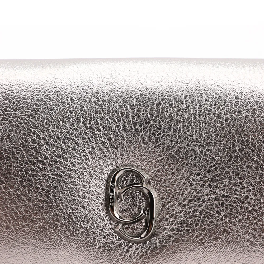 Bolsa De Ombro Couro Estonado Prata - imagem 6