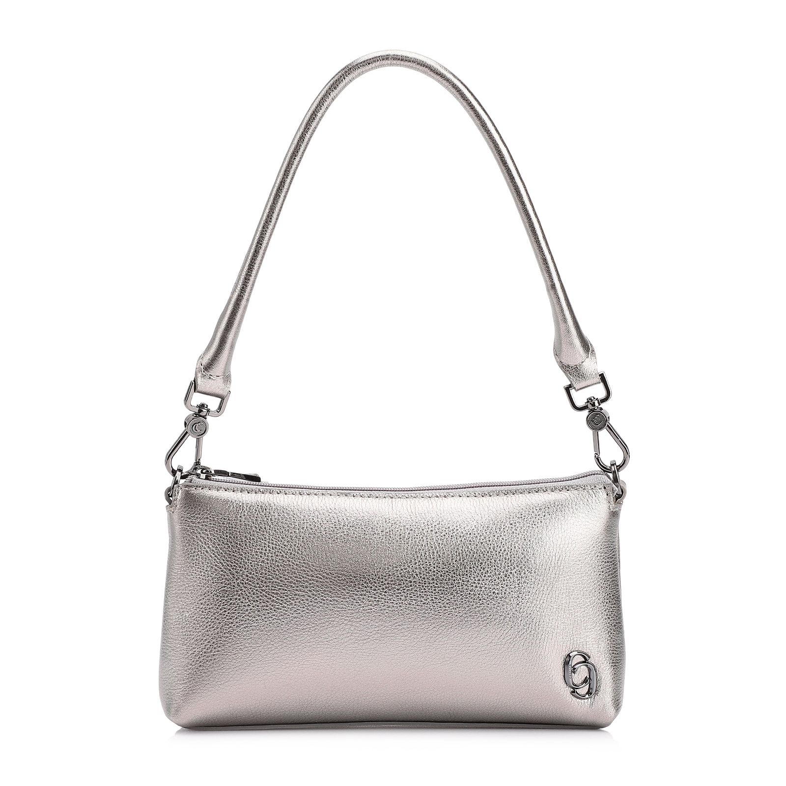 Bolsa De Ombro Couro Estonado Prata