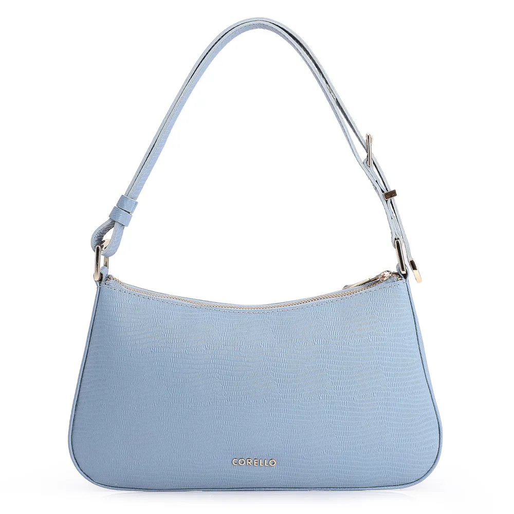 Bolsa De Ombro Couro Lezard Azul - imagem 3