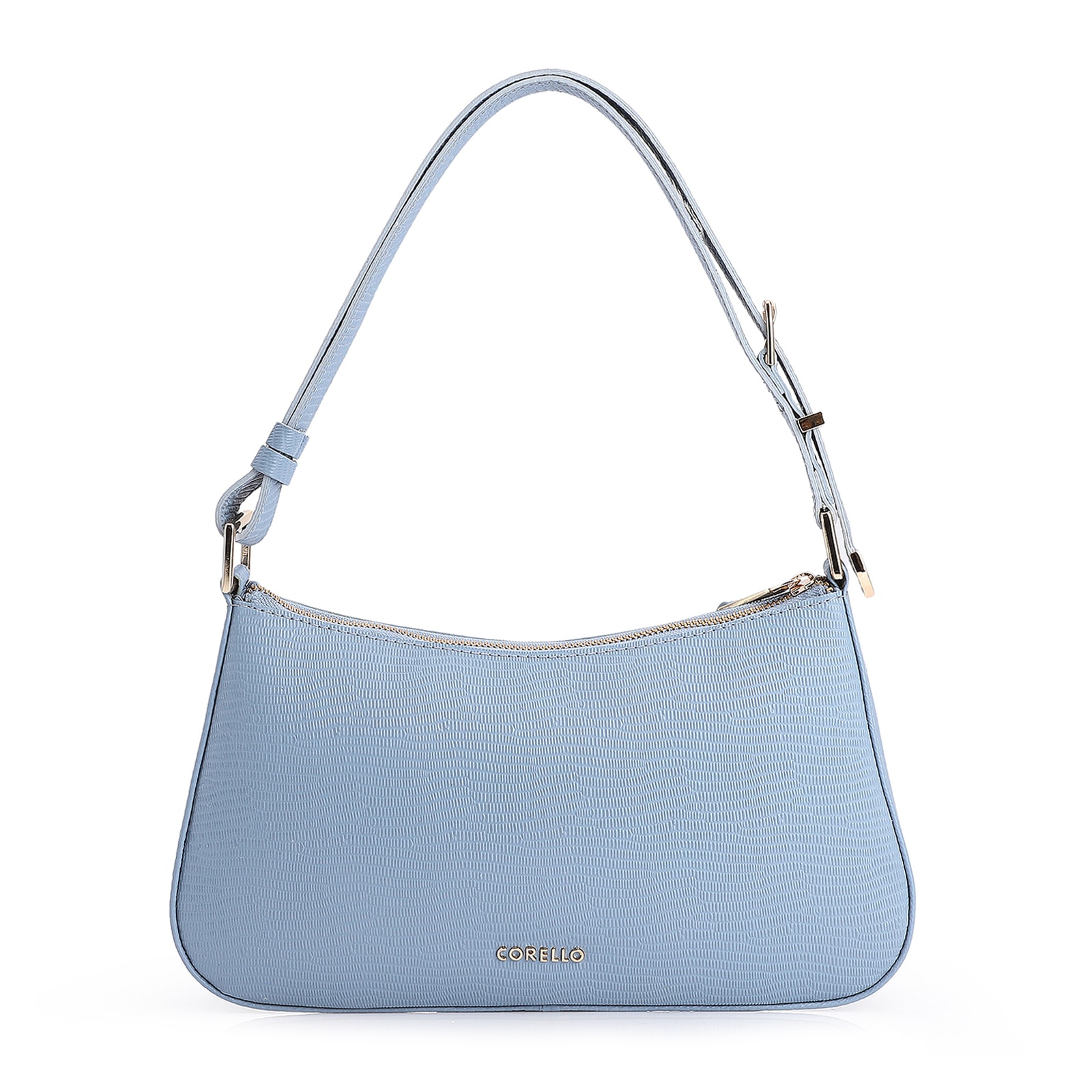 Bolsa De Ombro Couro Lezard Azul