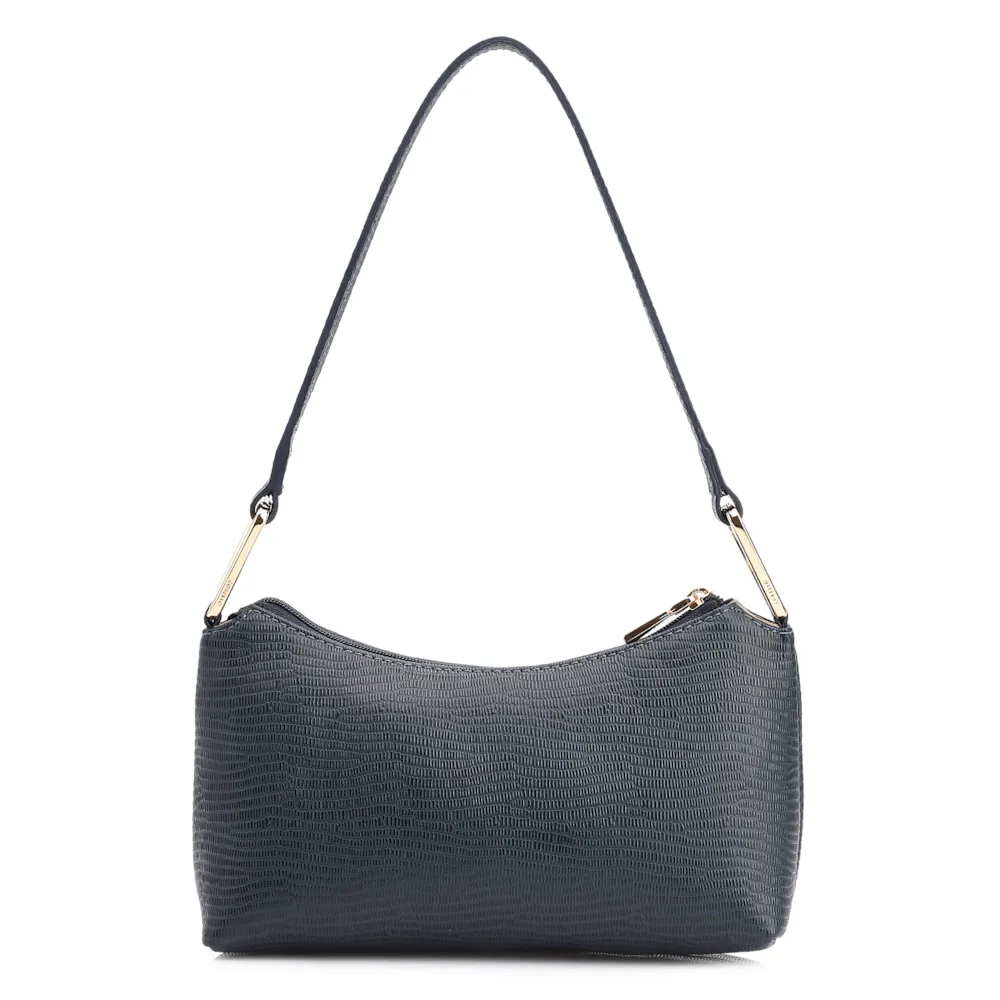  Bolsa De Ombro Couro Lezard Azul - imagem 4