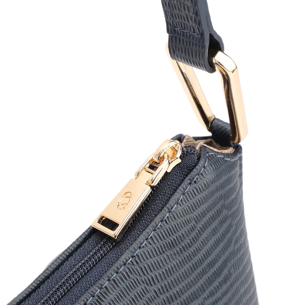  Bolsa De Ombro Couro Lezard Azul - imagem 6