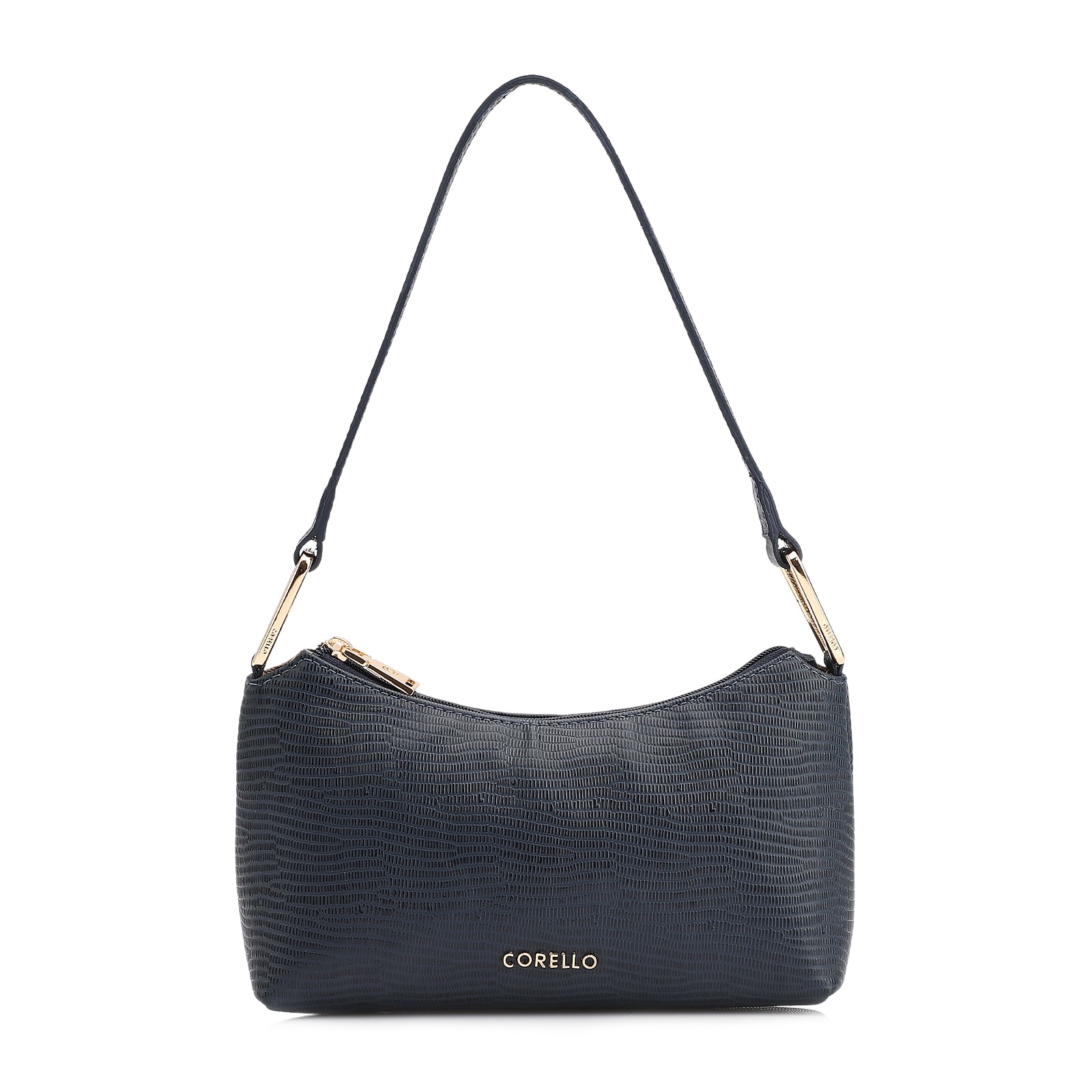 Bolsa De Ombro Couro Lezard Azul