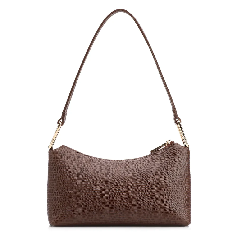  Bolsa De Ombro Couro Lezard Marrom - imagem 4