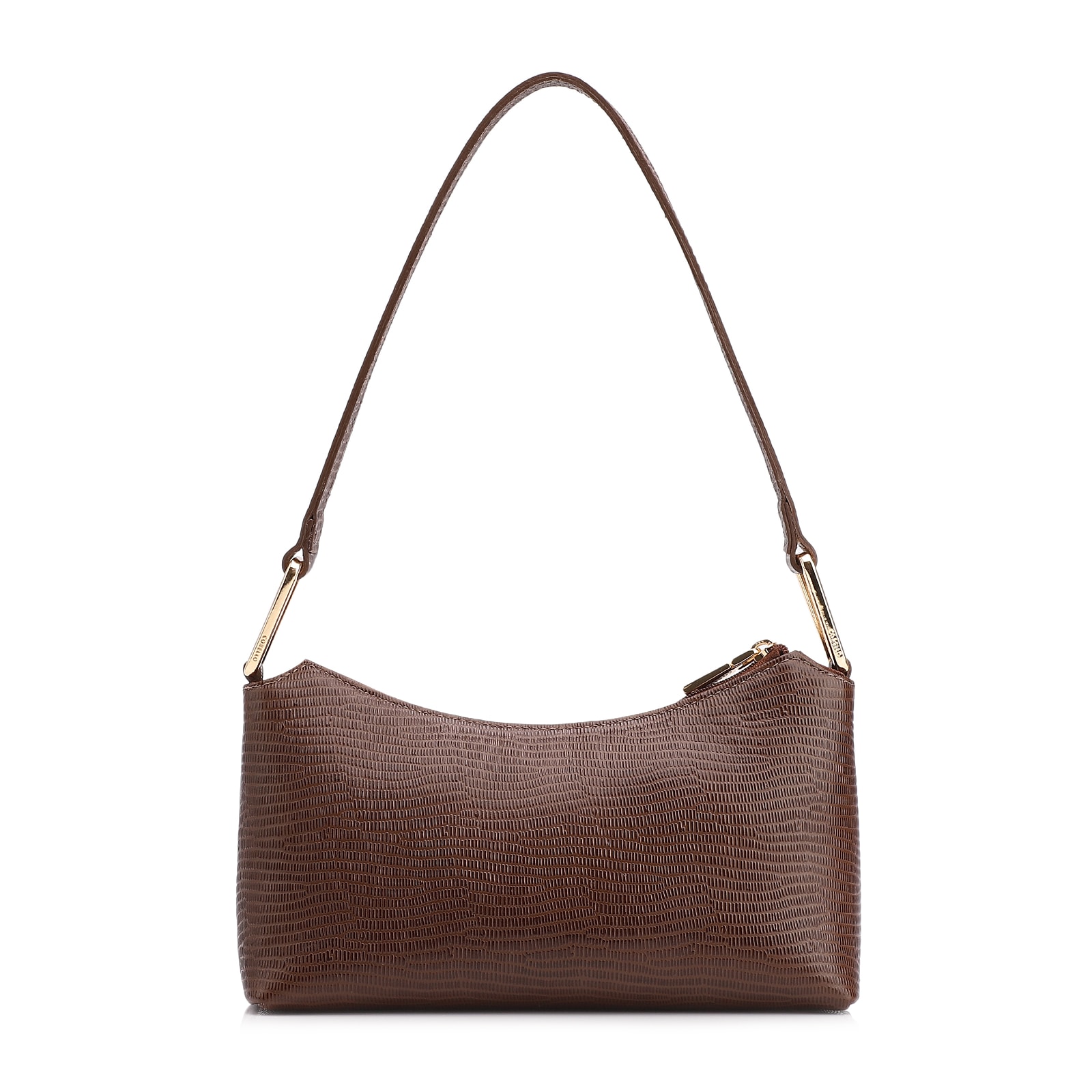  Bolsa De Ombro Couro Lezard Marrom