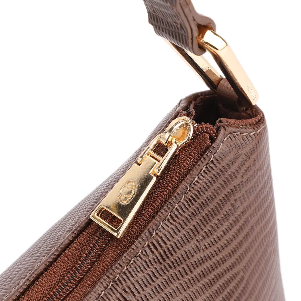  Bolsa De Ombro Couro Lezard Marrom - imagem 6