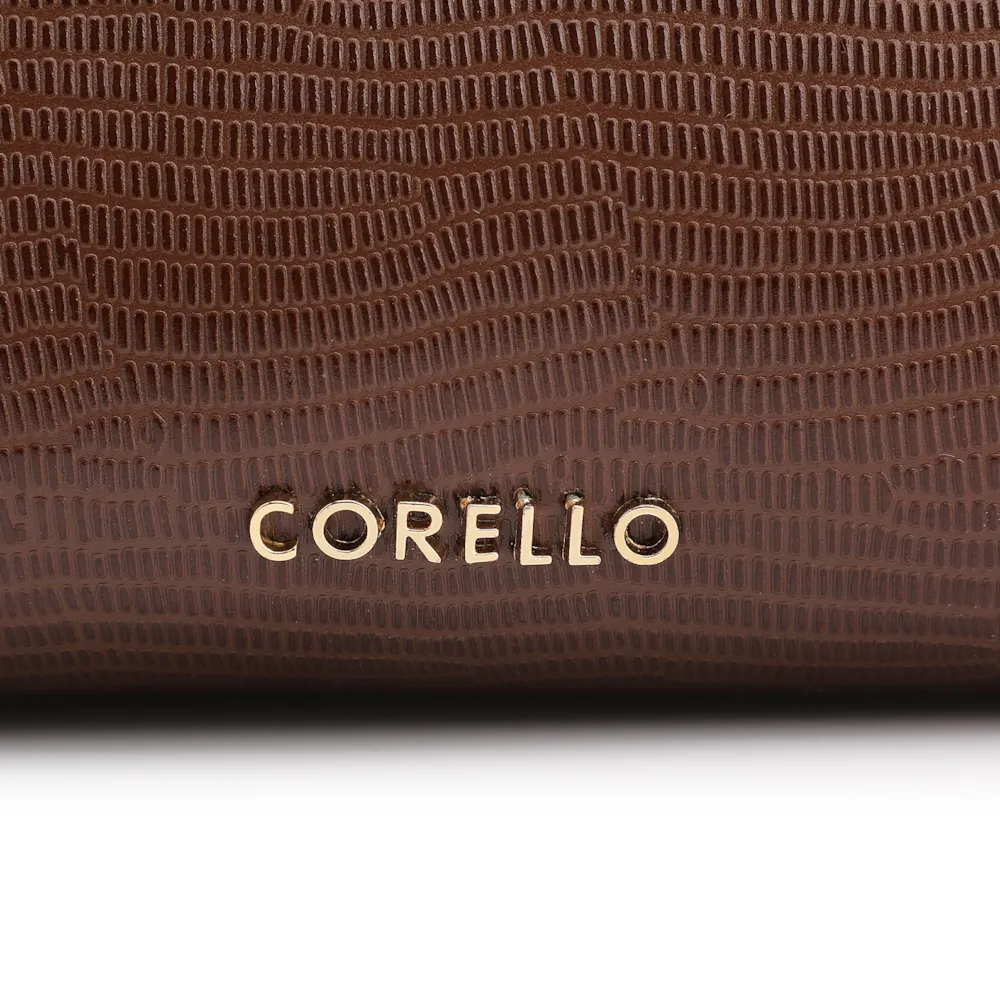  Bolsa De Ombro Couro Lezard Marrom - imagem 7