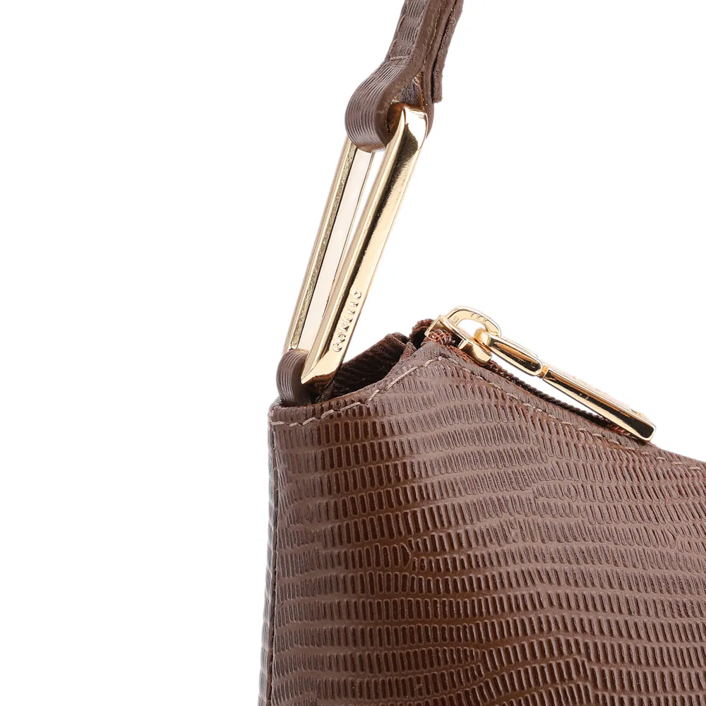  Bolsa De Ombro Couro Lezard Marrom - imagem 8