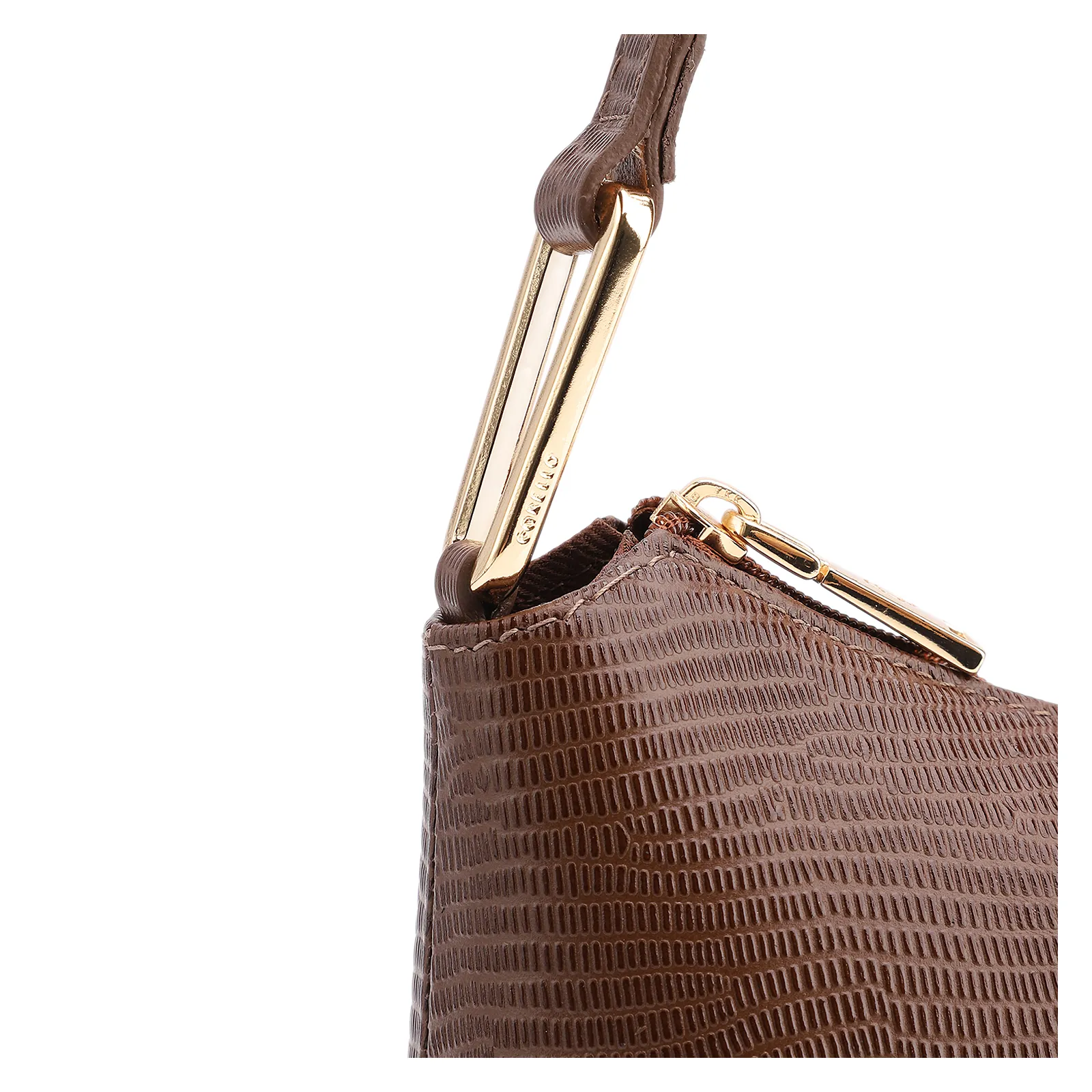  Bolsa De Ombro Couro Lezard Marrom