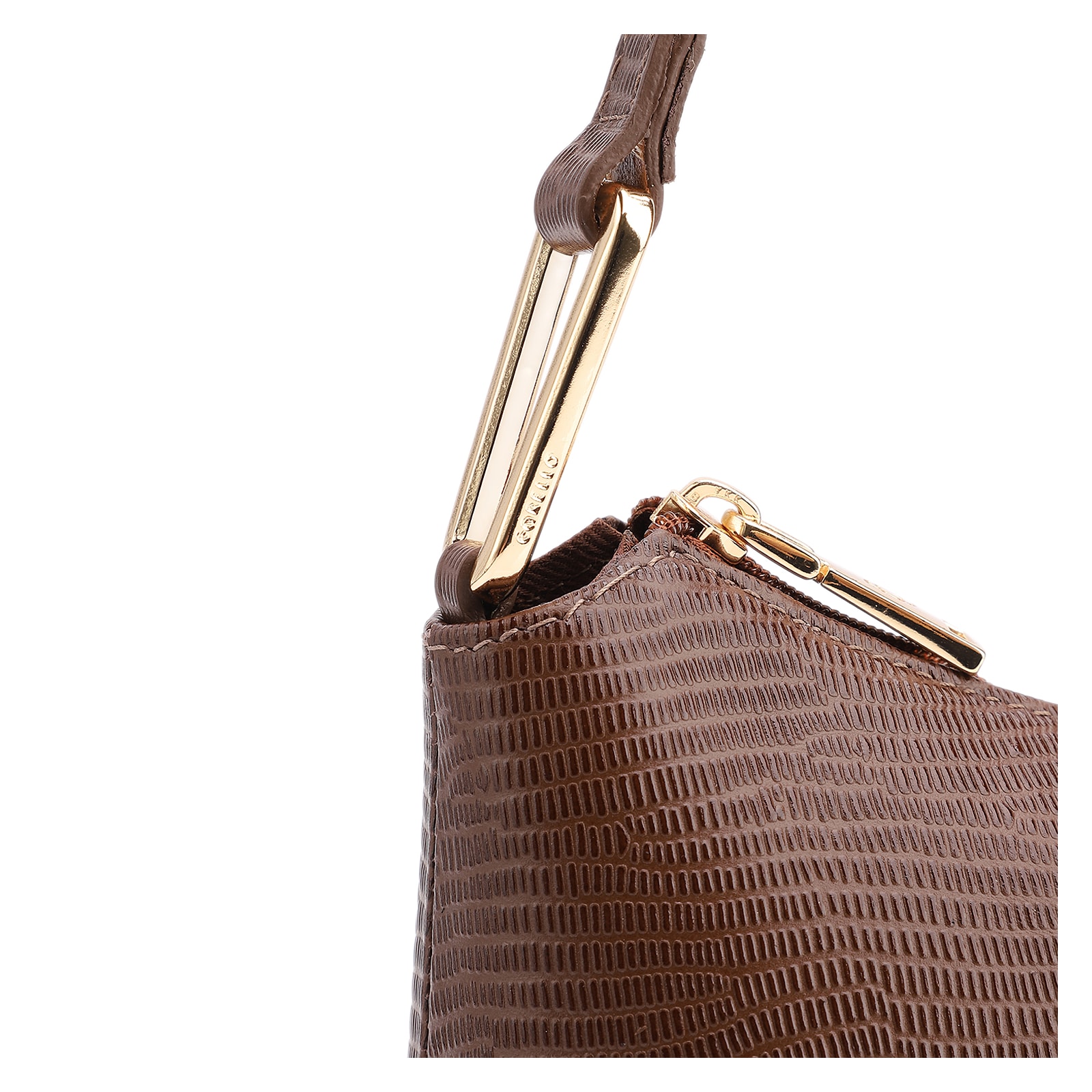 Bolsa De Ombro Couro Lezard Marrom
