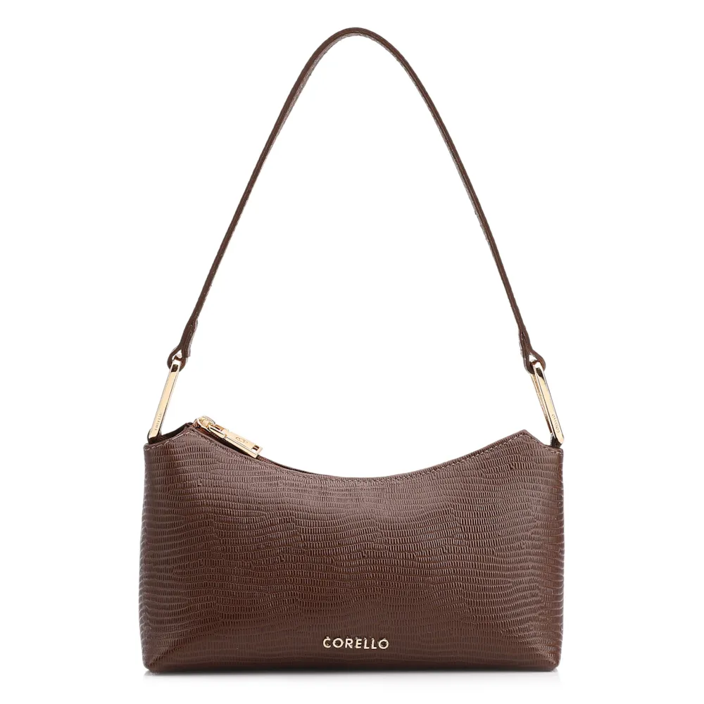  Bolsa De Ombro Couro Lezard Marrom