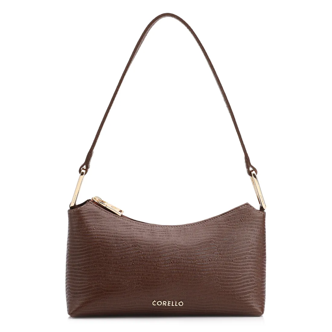  Bolsa De Ombro Couro Lezard Marrom