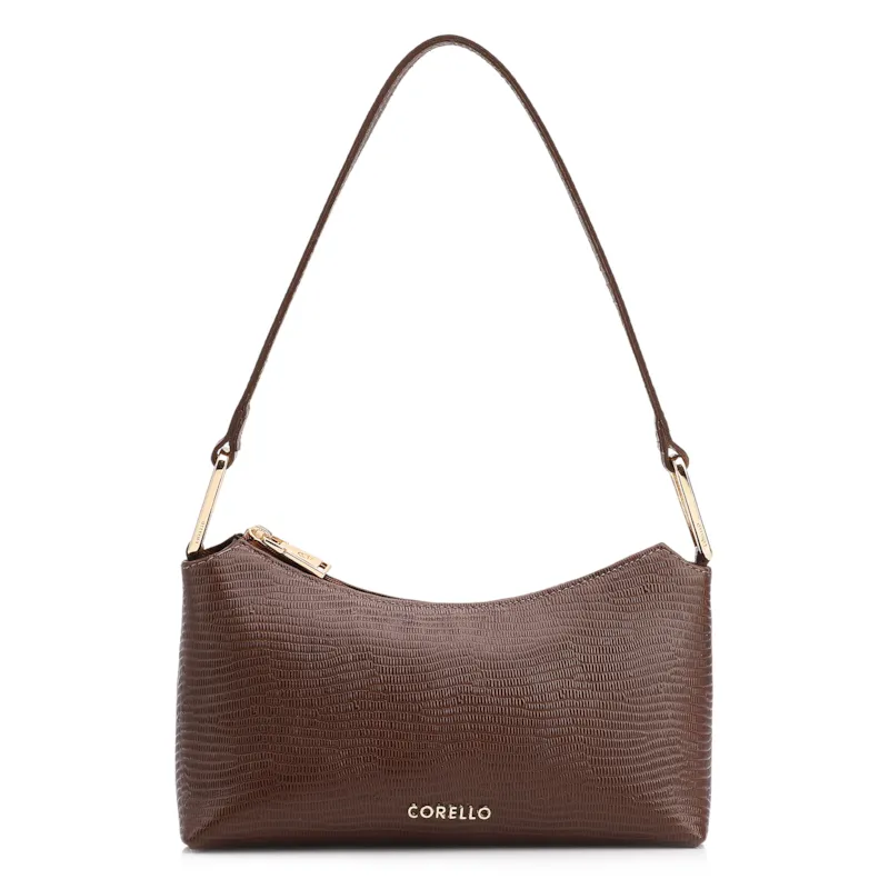  Bolsa De Ombro Couro Lezard Marrom