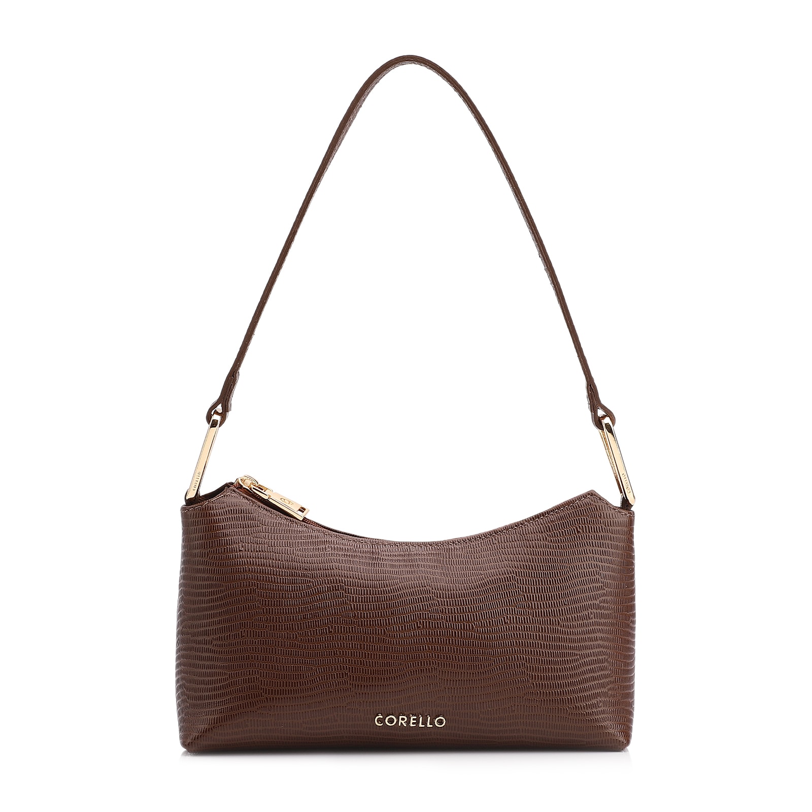 Bolsa De Ombro Couro Lezard Marrom