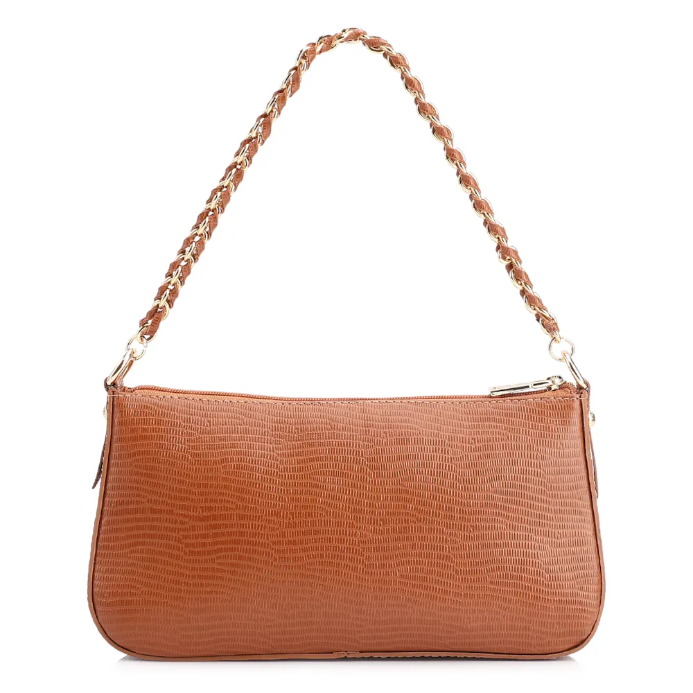 Bolsa De Ombro Couro Lezard Marrom - imagem 4