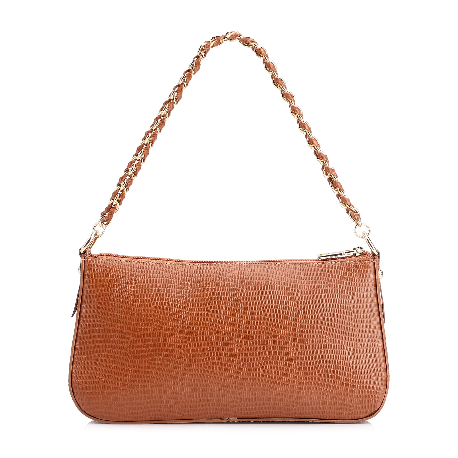 Bolsa De Ombro Couro Lezard Marrom