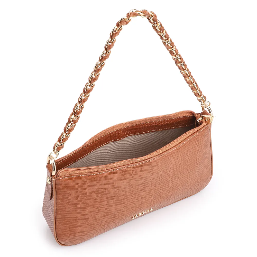 Bolsa De Ombro Couro Lezard Marrom - imagem 5