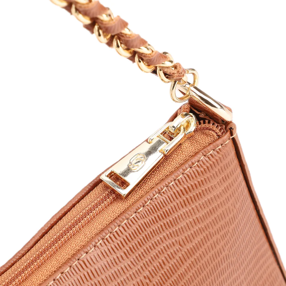 Bolsa De Ombro Couro Lezard Marrom - imagem 6