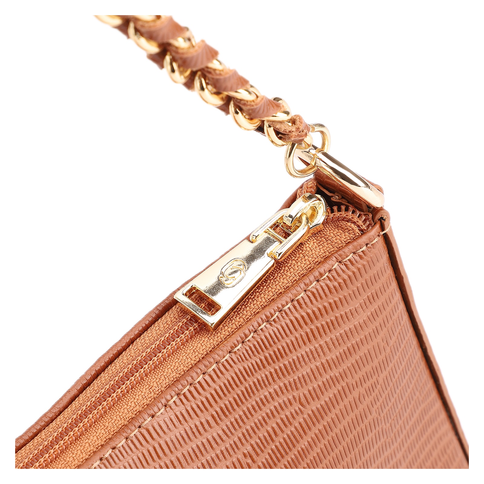 Bolsa De Ombro Couro Lezard Marrom