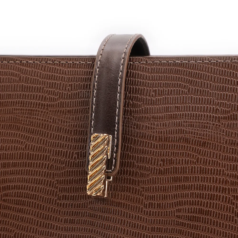 Bolsa De Ombro Couro Lezard  Marrom Escuro/Couro  Marrom Escuro - imagem 5