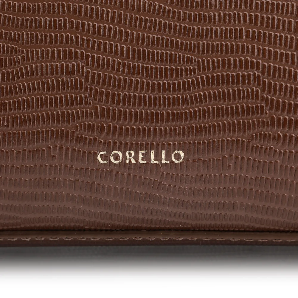 Bolsa De Ombro Couro Lezard  Marrom Escuro/Couro  Marrom Escuro - imagem 6