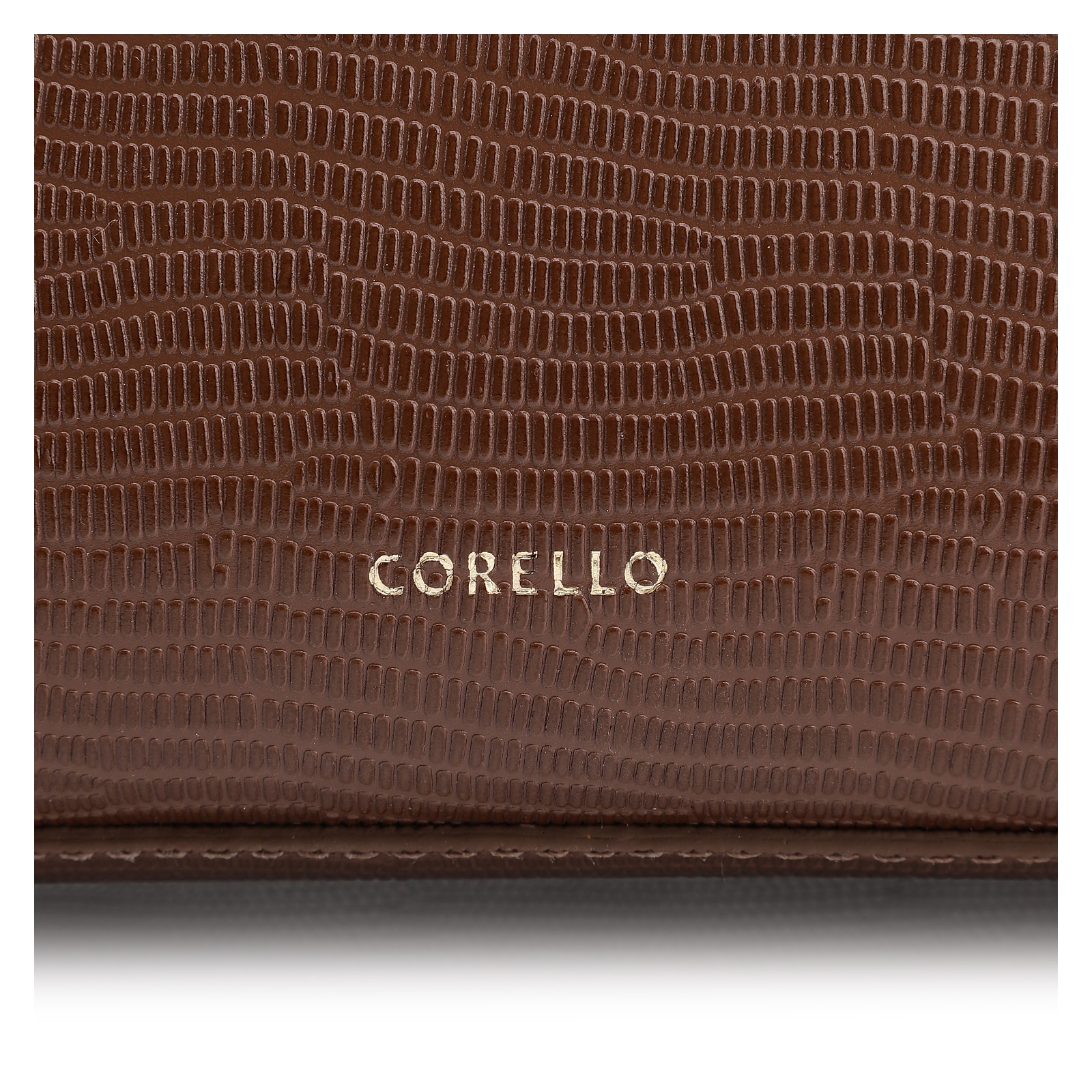 Bolsa De Ombro Couro Lezard  Marrom Escuro/Couro  Marrom Escuro